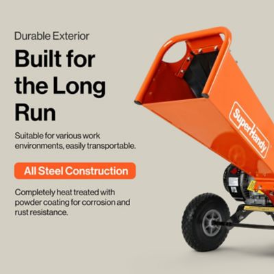 Image showing  4 in. Wood Chipper Shredder Mulcher - 9HP Gas-Powered Heavy Duty Chipping Machine, 10 in. Wheels