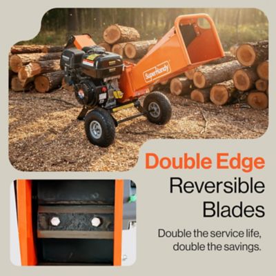 Image showing  4 in. Wood Chipper Shredder Mulcher - 9HP Gas-Powered Heavy Duty Chipping Machine, 10 in. Wheels