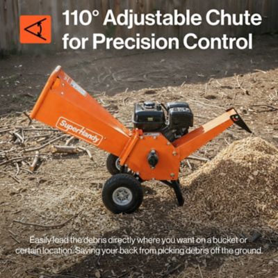 Image showing  4 in. Wood Chipper Shredder Mulcher - 9HP Gas-Powered Heavy Duty Chipping Machine, 10 in. Wheels