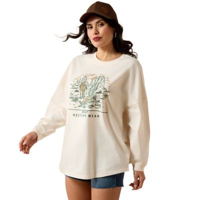Ariat Women's Canvas Oversized Long Sleeve T-Shirt
