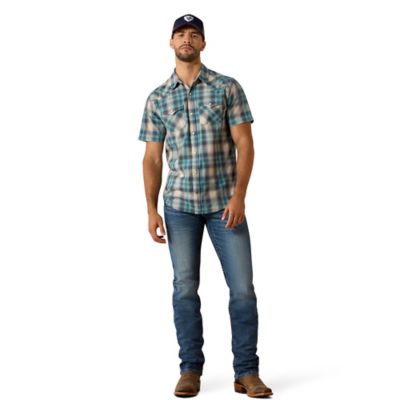 Image showing  Men's Retro Halden Fitted Snap Short Sleeve Shirt