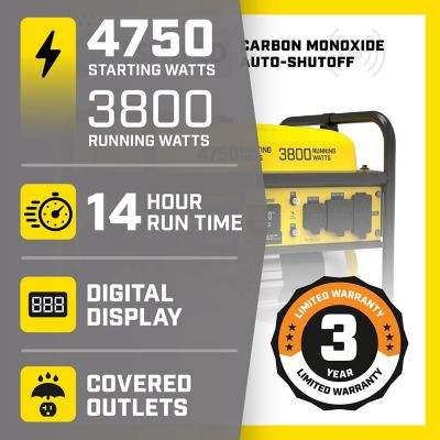 Image showing  Champion 3800-Watt RV Ready Portable Generator with CO Shield