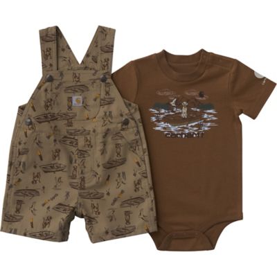 Carhartt Infant Boy Short-Sleeve Bodysuit and Canvas Print Shortall Set
