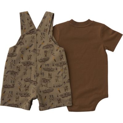 Image showing  Infant Boy Short-Sleeve Bodysuit and Canvas Print Shortall Set