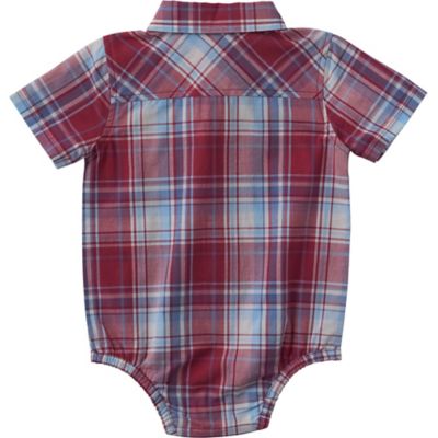 Image showing  Infant Boy Short Sleeve Plaid Woven Onesie