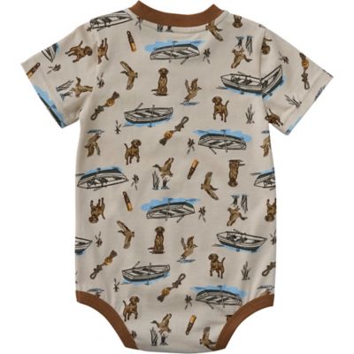 Carhartt Infant Boy Short Sleeve Henley Dog Print Bodysuit
