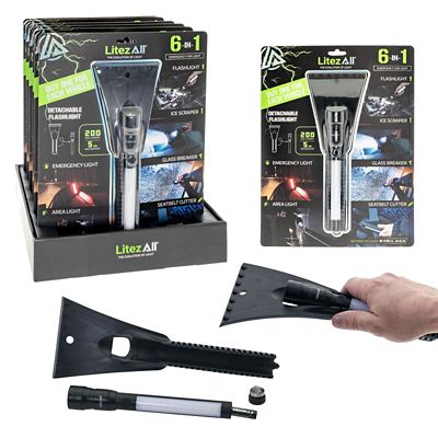 LitezAll Icy Light Ice Scraper with Removable Utility Flashlight