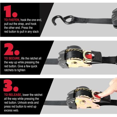 Image showing  Bolt-On Retractable Ratchet Tie Downs for Permanent Mounting, Set of Two