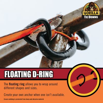 Image showing 6 th Gorilla Ratchet Straps with Ergonomic Grip, Locking Caps, and Floating D-Rings - 2 pack