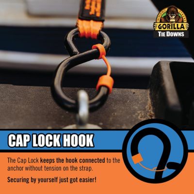 Image showing 8 th Gorilla Retractable Ratchet Tie Down Straps with Wide Comfort Grip and Locking Caps