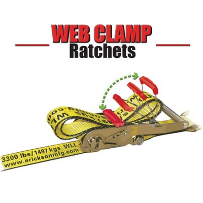 Image showing  Long Handle Ratchet Strap with Chain Leads and Bonus Web Clamp, Bulk