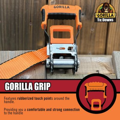 Image showing 7 th Gorilla Heavy Duty Ratchet Tie Down Straps with Comfort Grip and Secure Locking Caps - 2 Pack