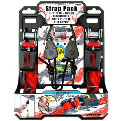 Image showing  Combo Pack with Tension Rope and Ratchet Strap with Locking Caps