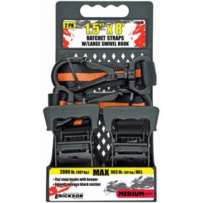 Image showing  Heavy-Duty Tie Down Straps with Flat Hook and Swivel Snap Hook, Set of Two
