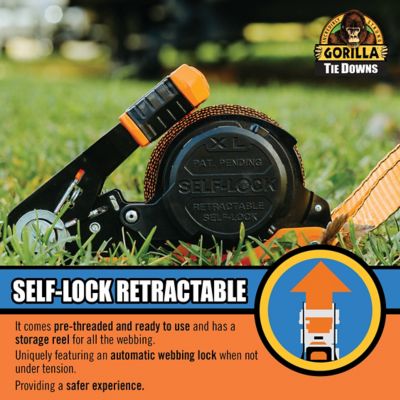 Image showing 7 th Gorilla Self-Locking Retractable Ratchet Tie Down Straps - 2 Pack