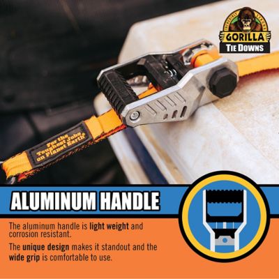 Image showing 6 th Gorilla Ratchet Tie Down Straps with Durable Aluminum Handle and Locking Caps - 4 Pack