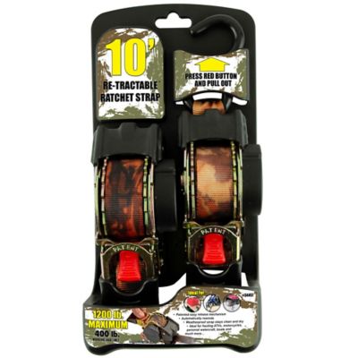 Image showing  Retractable Ratcheting Tie Downs with Camo Pattern for Outdoor Use, Set of Two