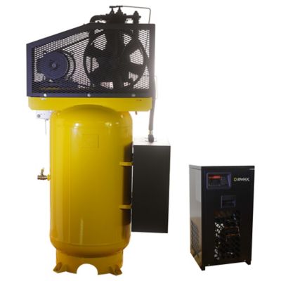 Image showing  Silent Air Industrial 5HP 19CFM 3 Phase 460V 2-Stage 80 Gal. Vertical Air Compressor with 30CFM Refrigerated Air Dryer