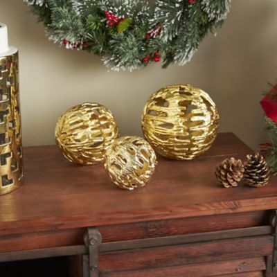 Harper & Willow Aluminum Metal Metallic Cutout Abstract Decorative Orbs & Vase Filler
