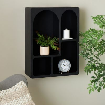 Harper & Willow Wooden 4 Cubby Geometric Room Wall Shelf with Arched Block Shapes