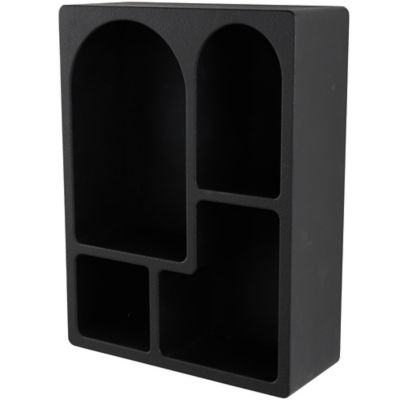 Image showing  Wooden 4 Cubby Geometric Room Wall Shelf with Arched Block Shapes