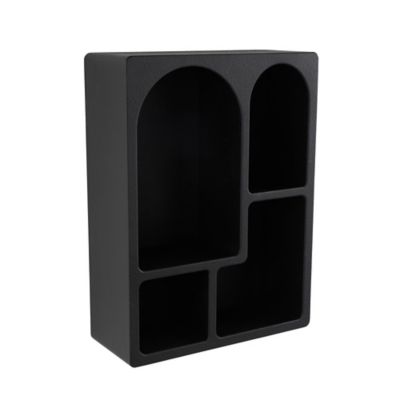 Image showing  Wooden 4 Cubby Geometric Room Wall Shelf with Arched Block Shapes