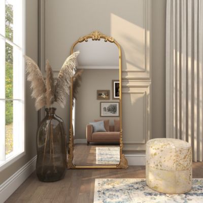 Image showing 6 th Harper & Willow Metal Tall Ornate Arched Baroque Scroll Room Floor Mirror