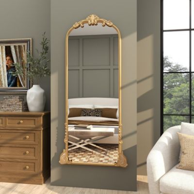 Image showing 7 th Harper & Willow Metal Tall Ornate Arched Baroque Scroll Room Floor Mirror