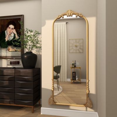 Image showing 8 th Harper & Willow Metal Tall Ornate Arched Baroque Scroll Room Floor Mirror