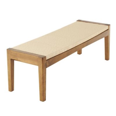 Image showing  Wood Handmade Traditional Home Bench with Rope Wrapped Seat