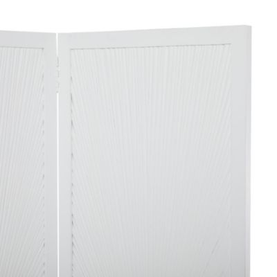Image showing  Mango Wood Hinged Foldable Partition 3 Panel Partition Room Divider Screen with Carved Design