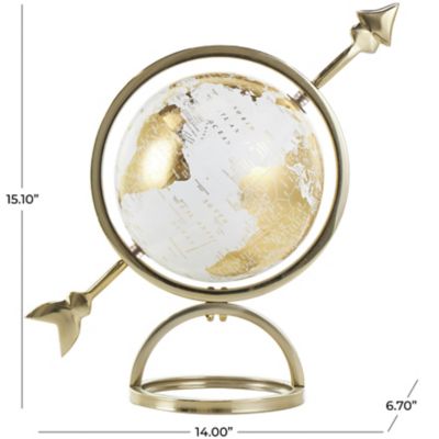 Image showing  Aluminum Metal Armillary Educational/Geographic Earth Globe with White Center