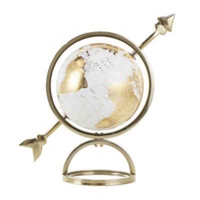 Image showing  Aluminum Metal Armillary Educational/Geographic Earth Globe with White Center