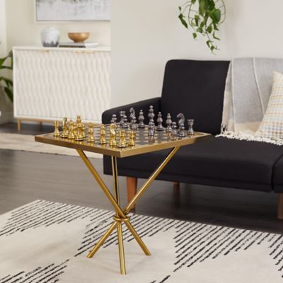 Harper & Willow Aluminum Metal Table Chess Home Decor Game Set
