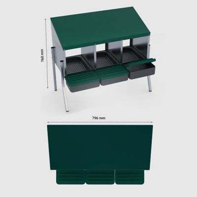 Image showing  Egg House Galvanized Roll-Out Nesting Box with Plastic Tray for up to 30 Birds, with Legs