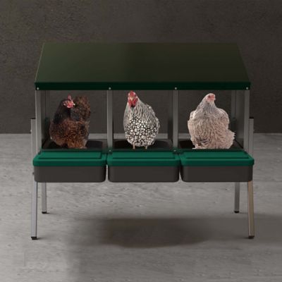 Image showing  Egg House Galvanized Roll-Out Nesting Box with Plastic Tray for up to 30 Birds, with Legs