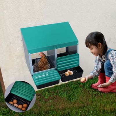 Image showing  Egg House Galvanized Roll-Out Nesting Box with Plastic Tray for up to 20 Birds
