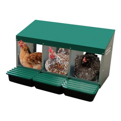 Image showing  Egg House Galvanized Roll-Out Nesting Box with Plastic Tray for up to 30 Birds