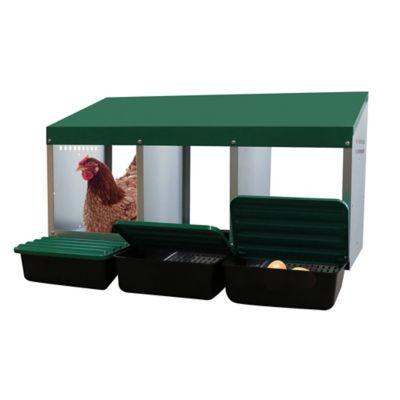 Image showing  Egg House Galvanized Roll-Out Nesting Box with Plastic Tray for up to 30 Birds