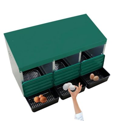 Image showing  Egg House Galvanized Roll-Out Nesting Box with Plastic Tray for up to 30 Birds