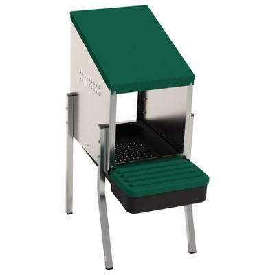 Image showing  Egg House Galvanized Roll-Out Nesting Box with Plastic Tray for up to 10 Birds (with Legs)