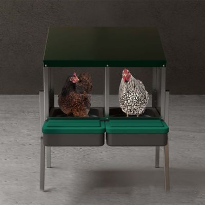Image showing  Egg House Galvanized Roll-Out Nesting Box with Plastic Tray for up to 20 Birds (with Legs)