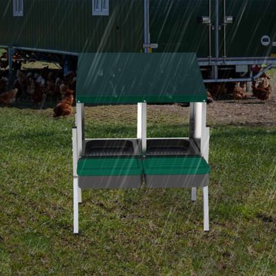 Image showing  Egg House Galvanized Roll-Out Nesting Box with Plastic Tray for up to 20 Birds (with Legs)