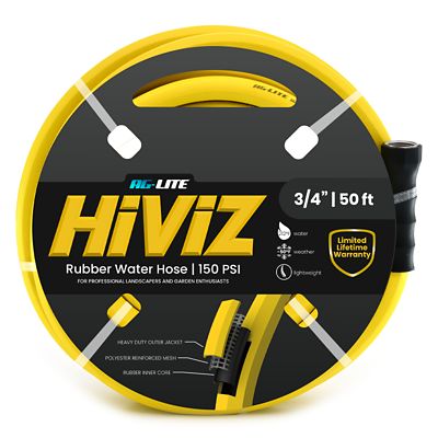 AG-LITE 3/4 in. x 100 ft. Heavy Duty Farm & Ranch Rubber Water Hose, HiViZ Yellow
