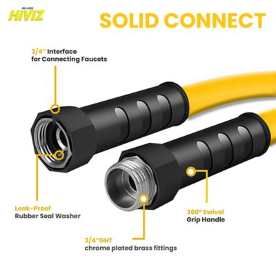 Image showing  3/4 in. x 100 ft. Heavy Duty Farm & Ranch Rubber Water Hose, HiViZ Yellow