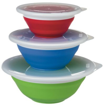 Progressive International Thinstore Storage Bowl Set, Set of 3 collaspible bowls with lids, CB-25