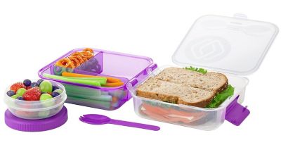 Image showing  Snap Lock Rectangular 3pc Lunch Cube, Purple, SNL-1023CDP