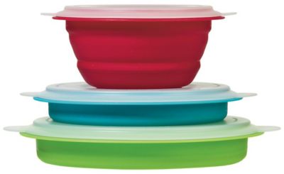 Progressive International Kitchen and Storage Bowl Set, 3 collapsible bowls with lids, CB-20