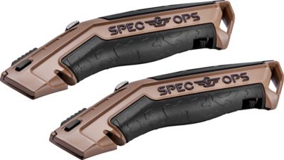 Spec Ops Utility Knife, Retractable Blade, 2PK