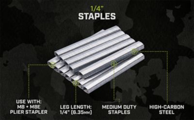 Image showing  Heavy Duty Staples, For M8 & M8E Plier Stapler, 1/4-in., 5,000 Pack